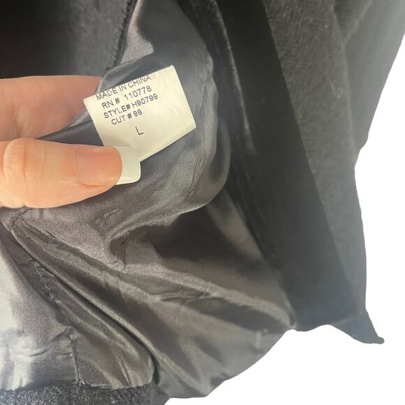 Anthropologie Hazel Women's Size Large Black Wool Blend Double Breasted Pea Coat - Picture 7 of 11